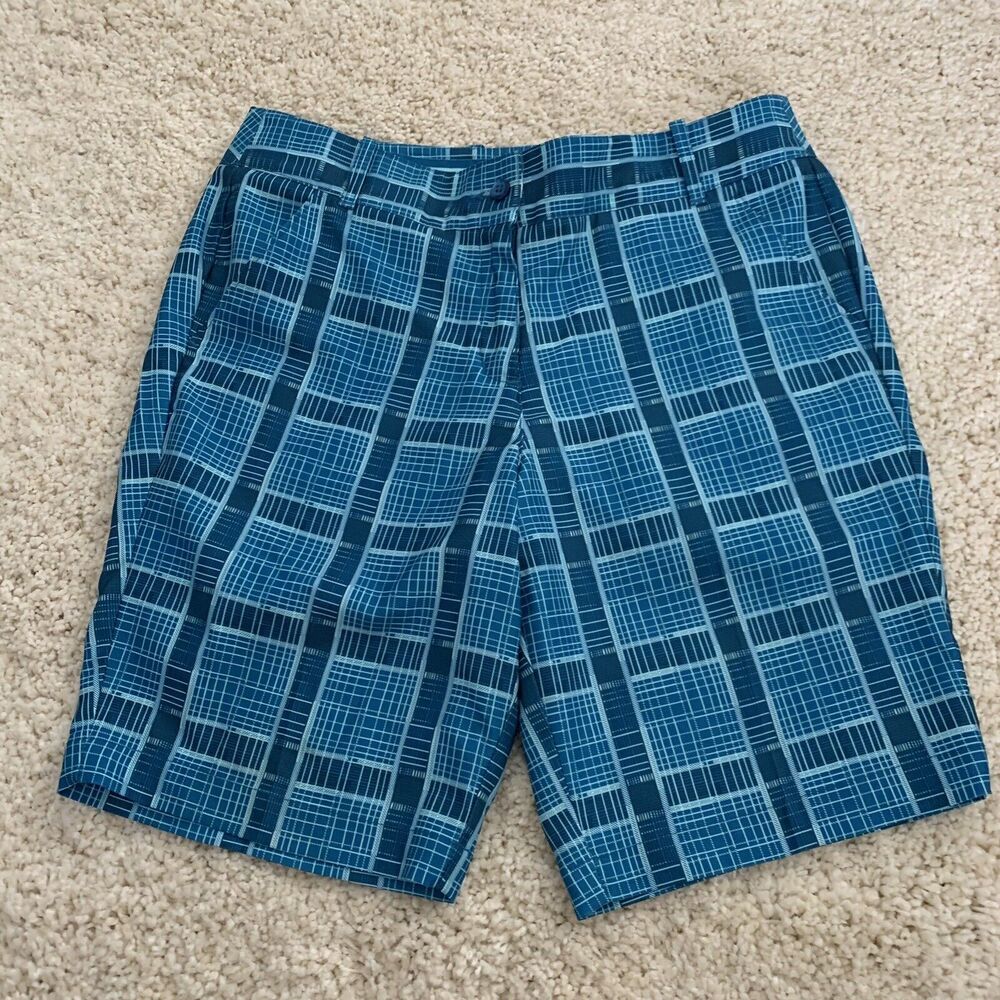 Callaway Opti-Dri Womens Blue Plaid Golf Shorts Waist size 32-33 Wicking